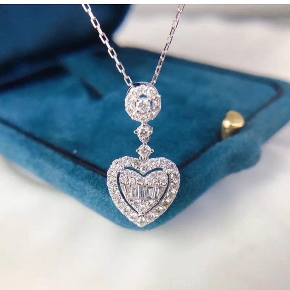 Heart ShapedCubicZirconia925SilverNecklacesPendant